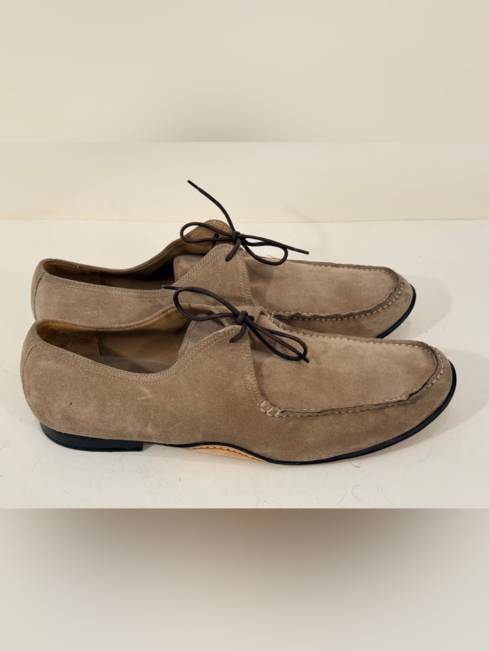 Bally Beige Suede Lace-Up Loafers - Picture 7 of 9